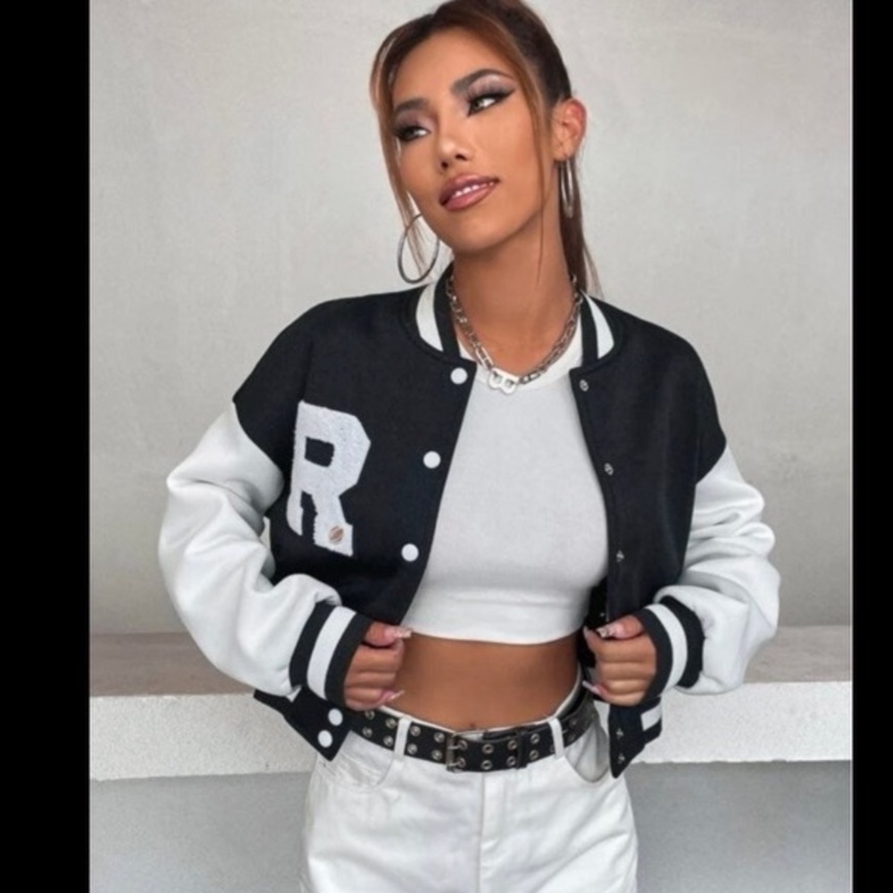 Crop top varsity jacket